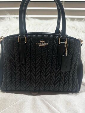 Coach Black Quilted Satchel with Gold Hardware
